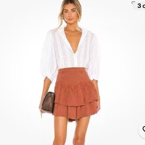 NEW FREE PEOPLE Ruffles in the Sand Mini Skirt in Petrichor Rust Size 12